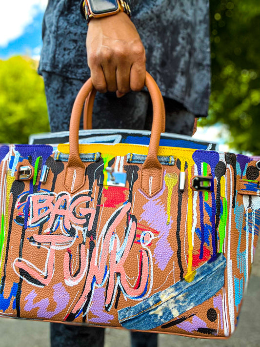 Distressed Paint Handbag - Denim Love image 1