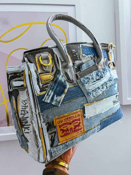 Chris Full Denim Distressed Tote image 1