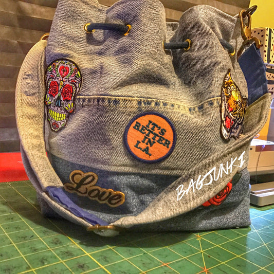 Patched Up Denim Bucket Bag image 0