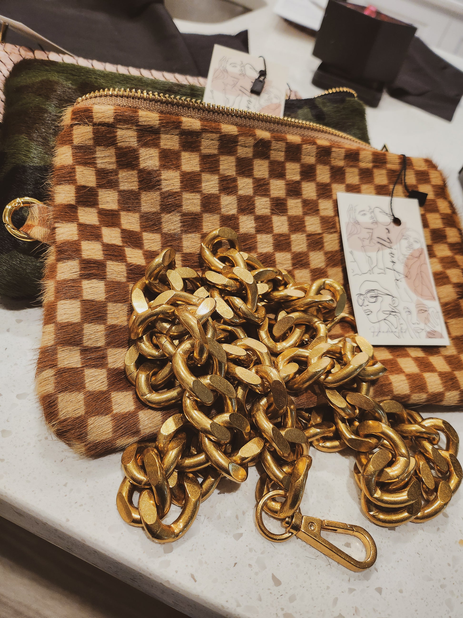 Baja Checkerboard Leather Pouchette image 0