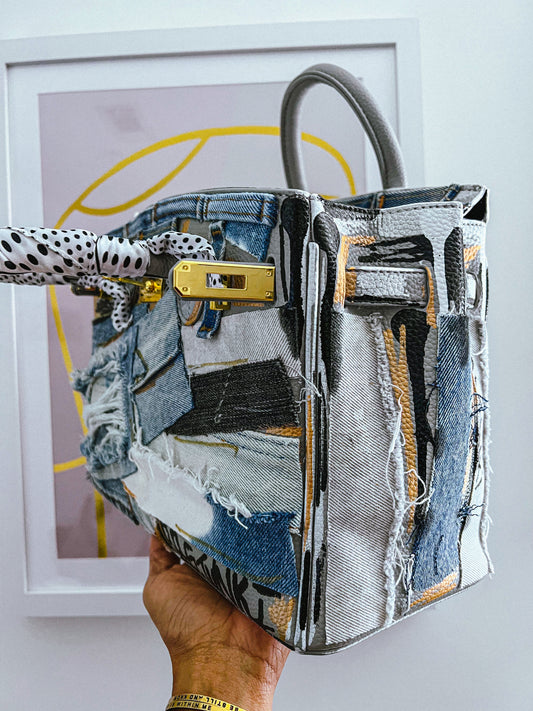 Chris Full Denim Distressed Tote image 0
