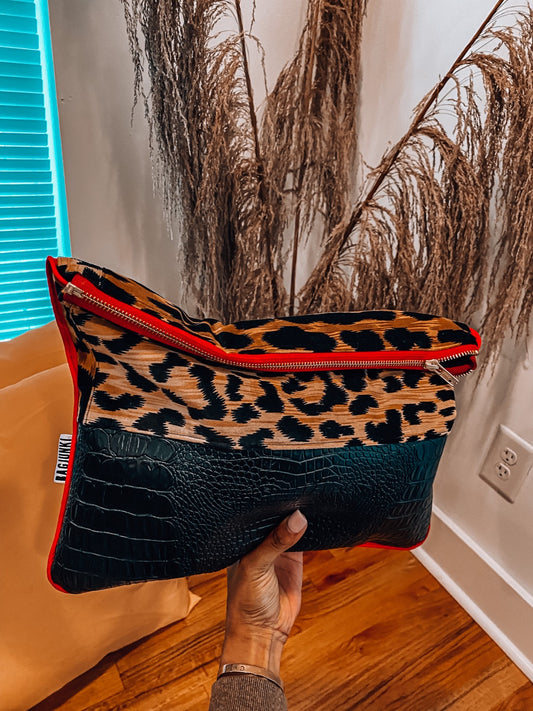 Velvet Leopard Gator Remix Clutch  image 1