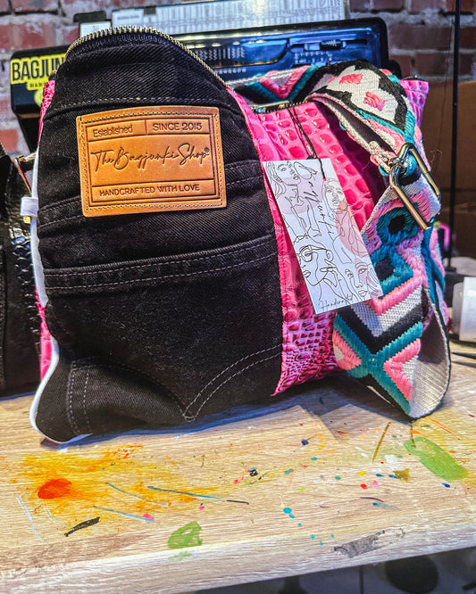 Dark Magenta Denim Clutch image 0