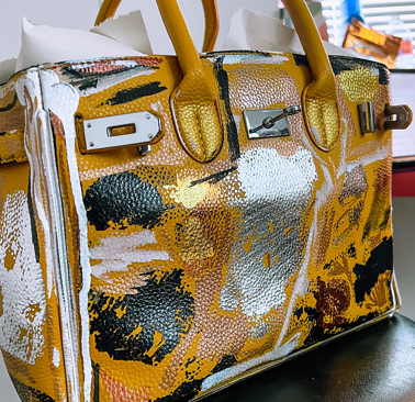 Metallic Foil Distressed Paint Handbag
