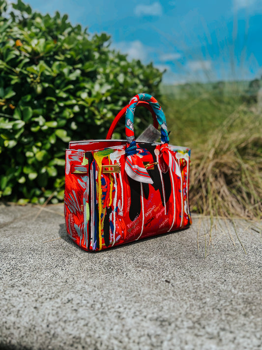 Distressed Paint Handbag - Graffiti Green image 0
