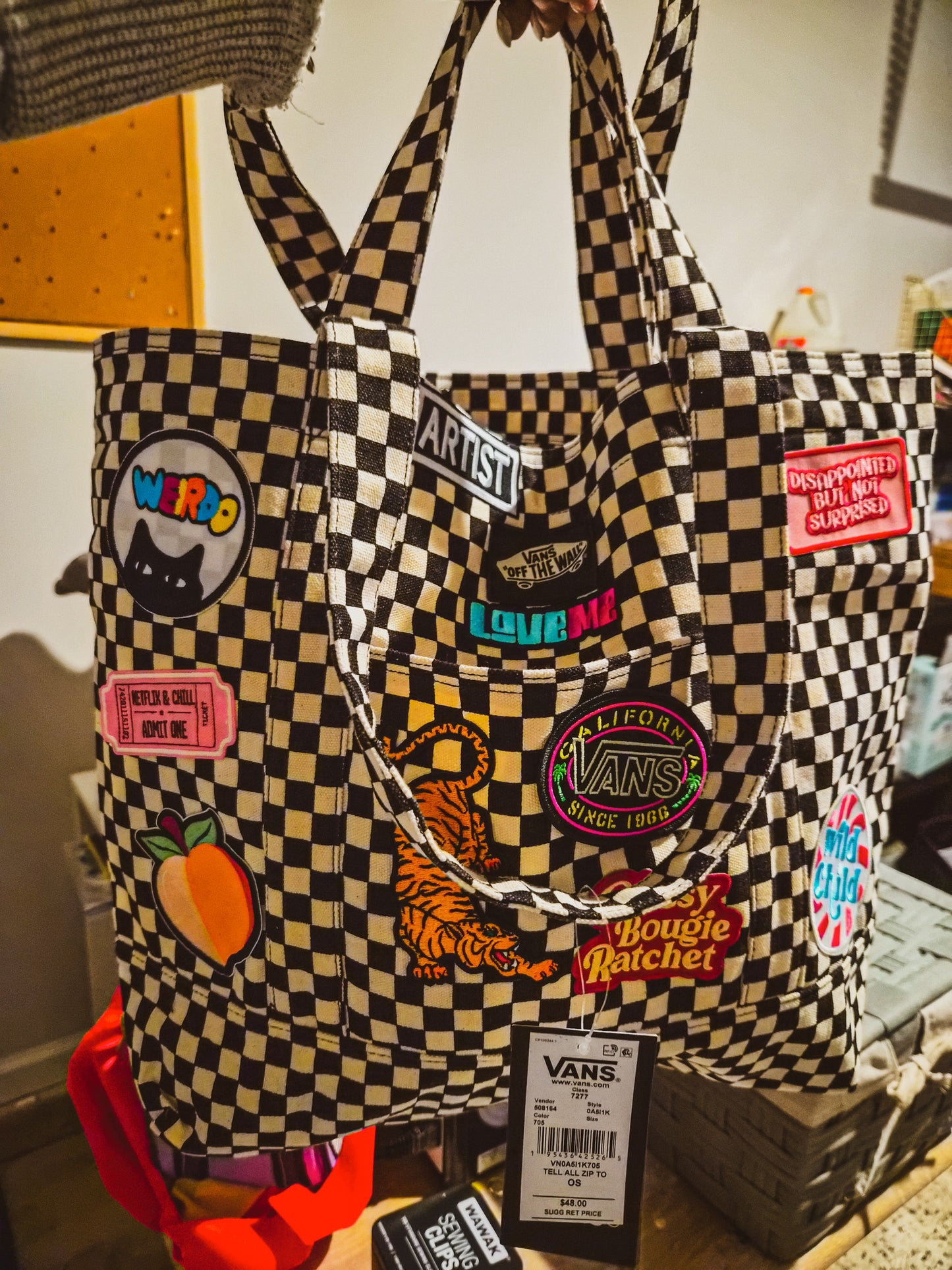 Vans Checkerboard Tote with patches